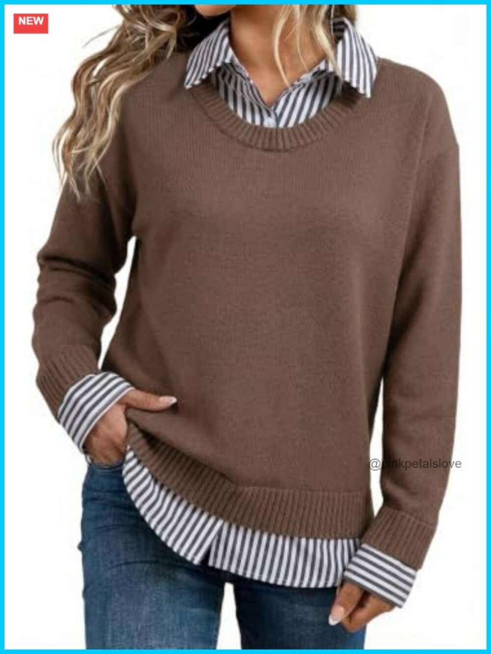 Dokotoo Womens Long Sleeve Polo V Neck Knit Pullover Sweater